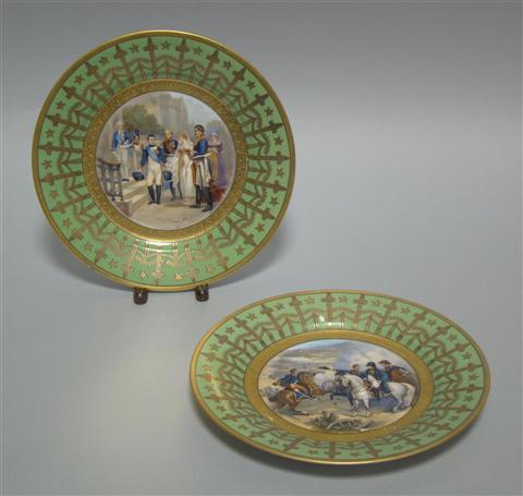 Appraisal: PAIR OF SEVRES STYLE NAPOLEONIC PLATES Late th early th