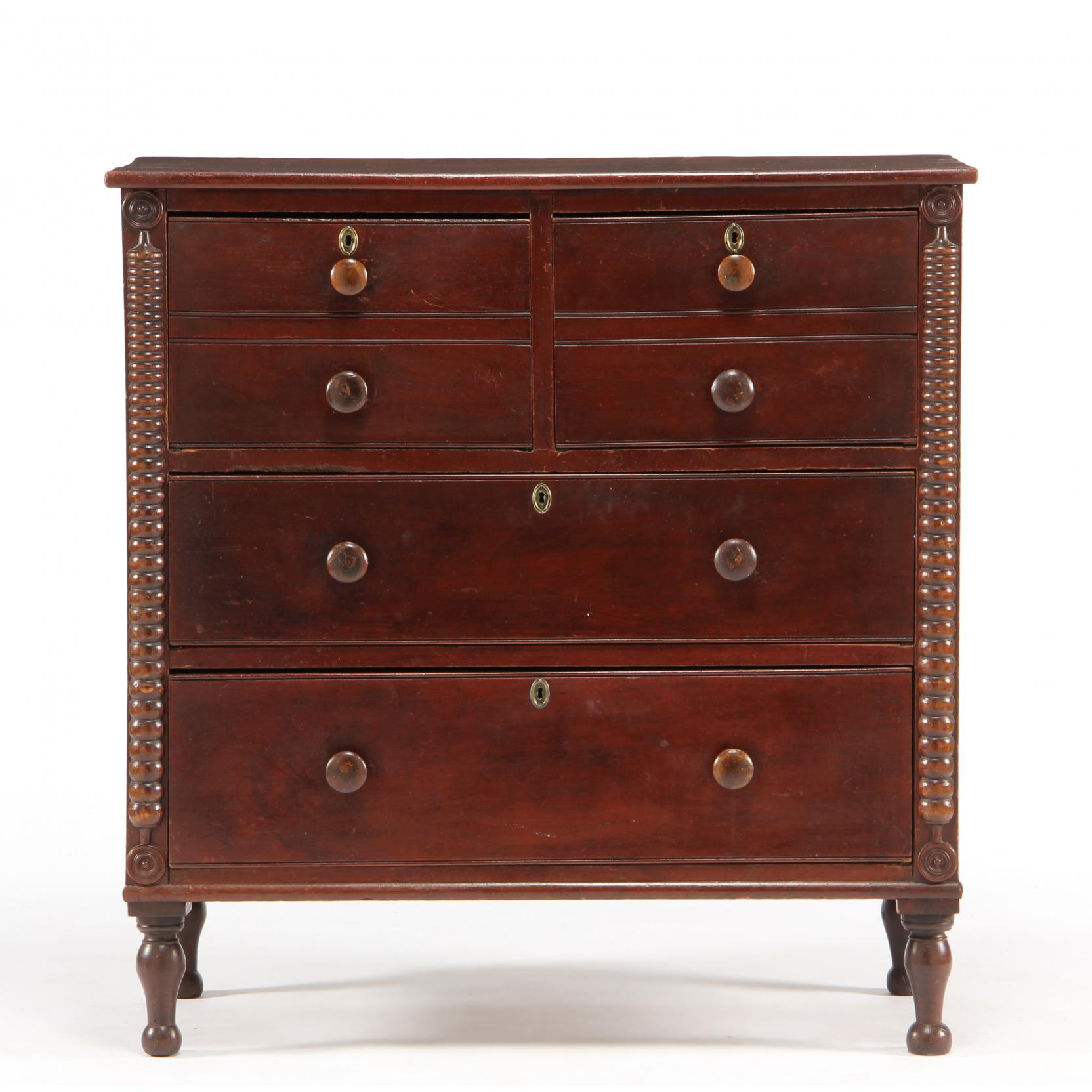 Appraisal: Southern Bonnet Chest of Drawers attributed to Mecklenberg County North