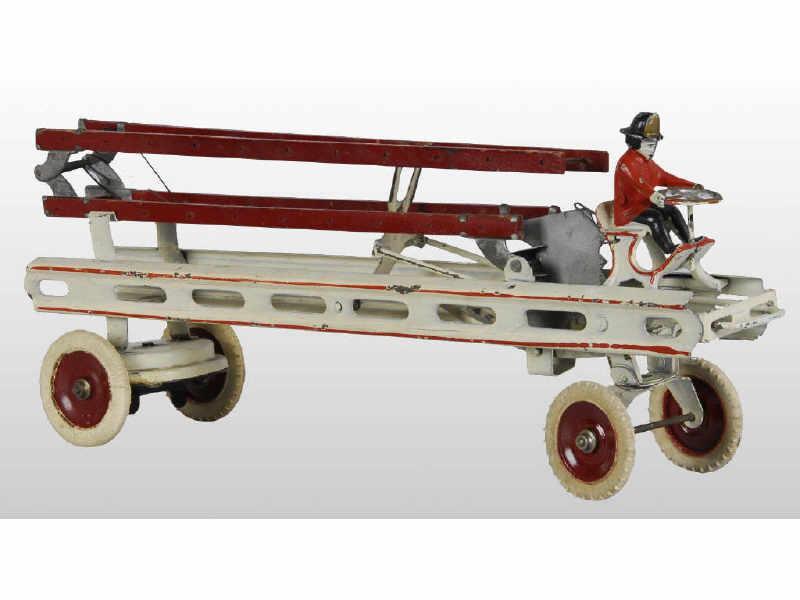 Appraisal: Pressed Steel Kingsbury Aerial Ladder Wagon Description Early s White