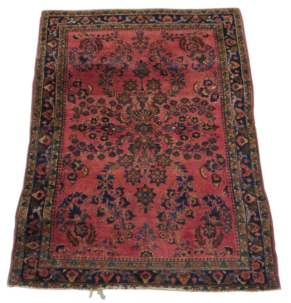 Appraisal: RUG Antique Persian fine Sarouk ' x ' fuchsia field