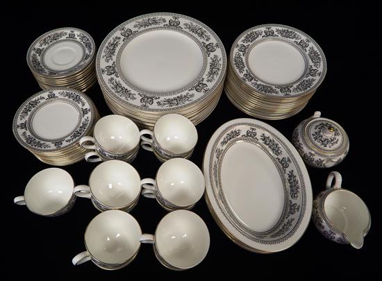 Appraisal: Wedgwood Black Columbia partial dinner service sixty-eight pieces white ground