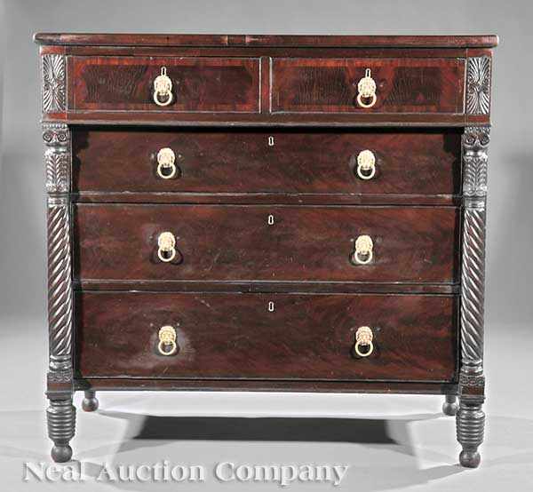 Appraisal: An American Classical Carved Mahogany Chest of Drawers c Norfolk