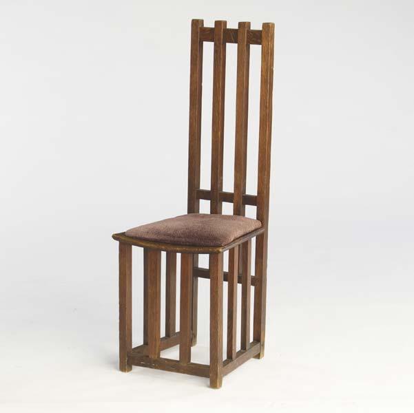 Appraisal: ARTS CRAFTS Hall chair with vertical spindles x x