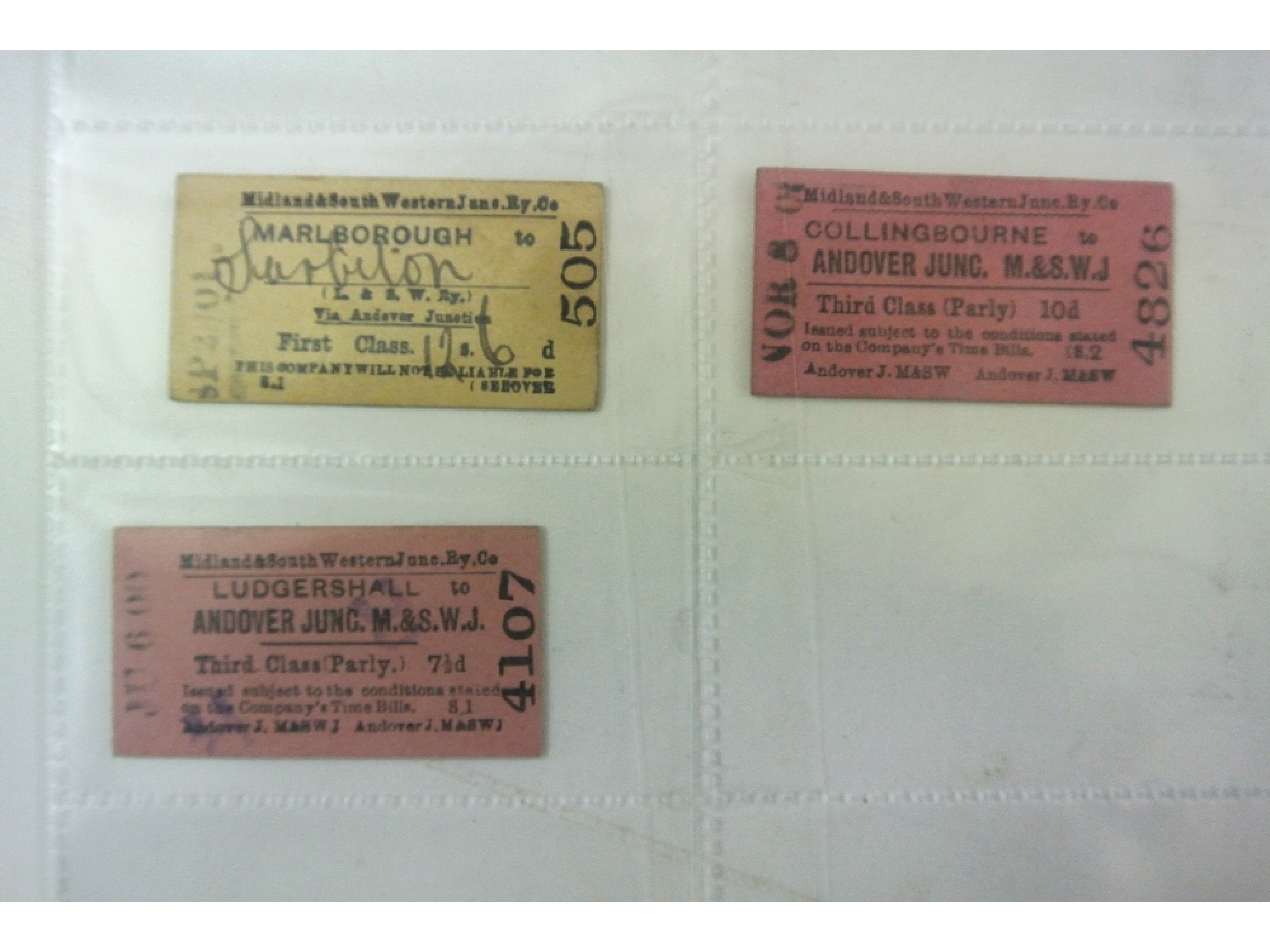 Appraisal: Eight rare Midland and South Western junction railway ticket with