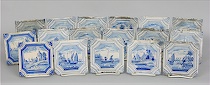 Appraisal: Antique Hand Painted Glazed Ceramic Tiles A lot of Seventeen