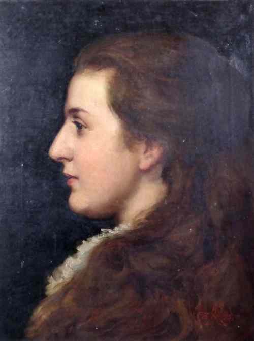 Appraisal: M Ainslie - Oil painting - Portrait of Miss Henrietta