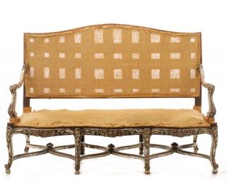 Appraisal: Distressed Louis XV Style French Provincial Settee French mid th