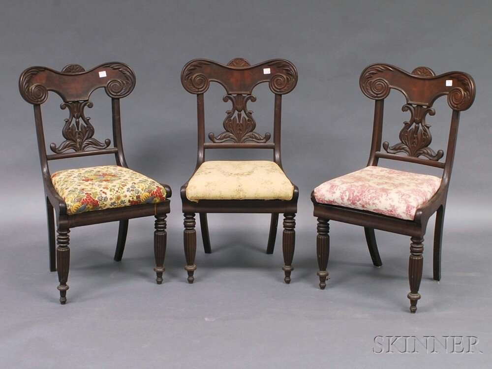 Appraisal: Set of Three Classical Carved Mahogany Side Chairs th century