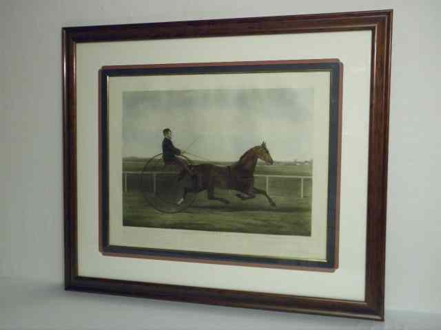 Appraisal: th Century American engraving of the famous trotter jockey Headed