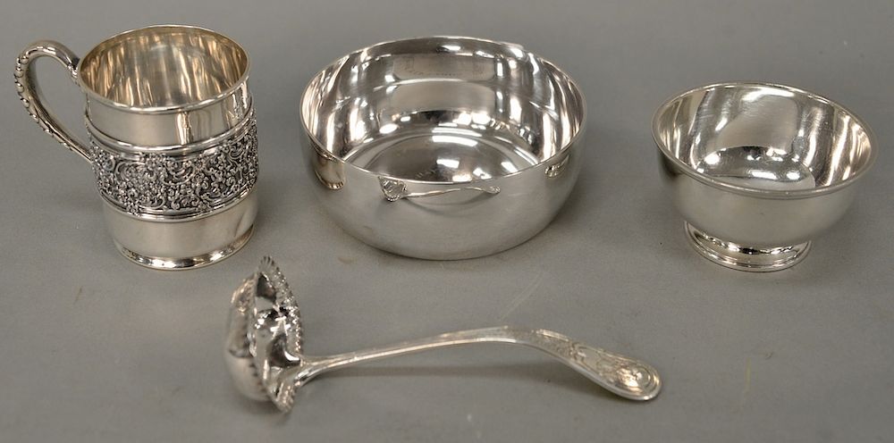 Appraisal: Tiffany Co four piece lot with mug ladle and two