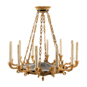 Appraisal: An Empire Style Gilt Bronze Twelve-Light Chandelier th Century one