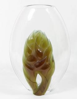 Appraisal: Lalique France clear and amber glass bowl Lalique France clear