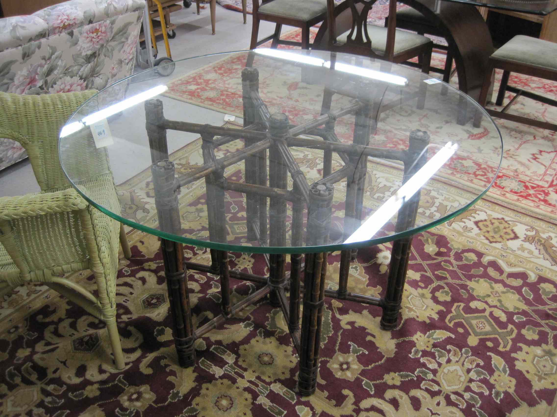 Appraisal: McGUIRE BAMBOO DINING TABLE McGuire Furniture Co San Francisco a