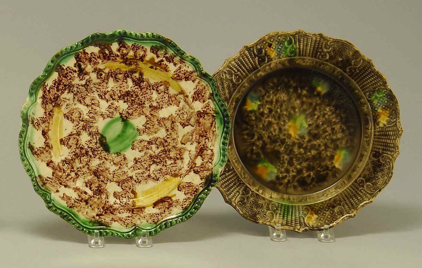 Appraisal: TWO ANTIQUE WHIELDON POTTERY PLATESEarly th CenturyDiffering Diameters Provenance From