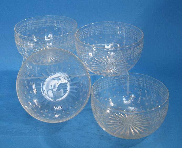 Appraisal: A COLLECTION OF CLEAR GLASS FINGER BOWLS with engraved floral