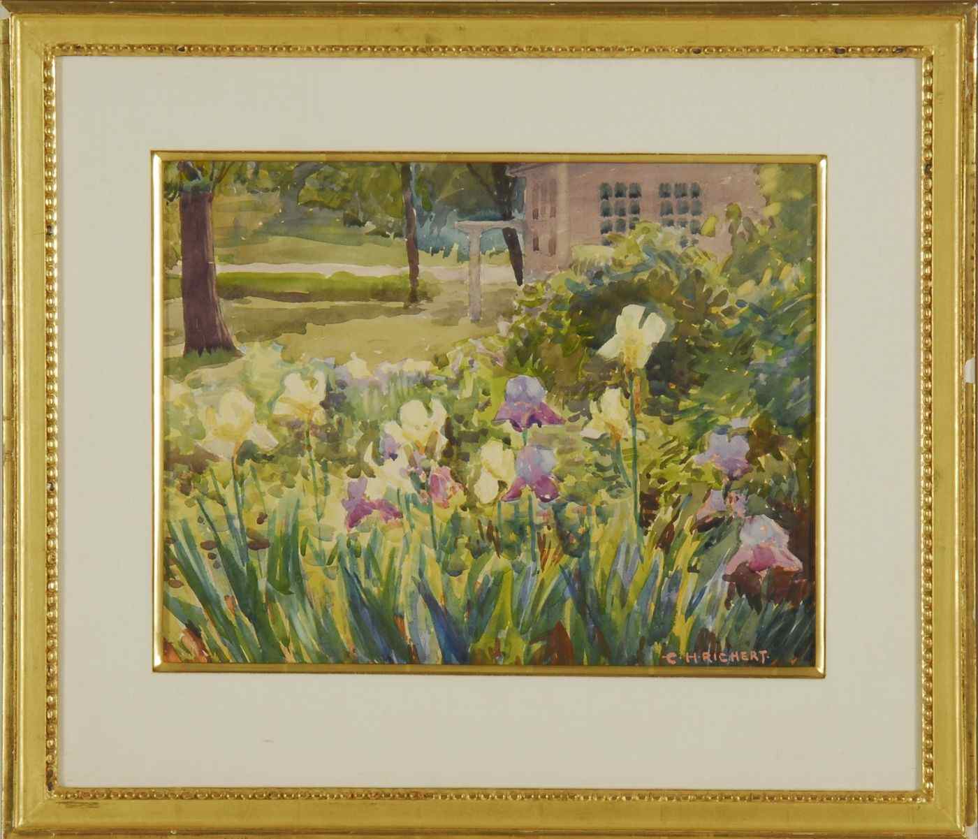 Appraisal: CHARLES HENRY RICHERTAmerican - Two works Floral landscape with house