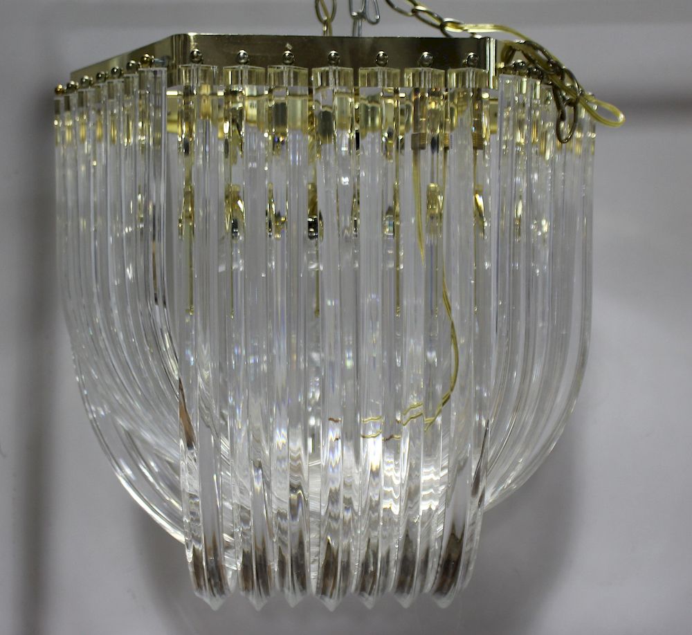 Appraisal: MIDCENTURY Lucite And Gilt Metal Chandelier From a New Jersey