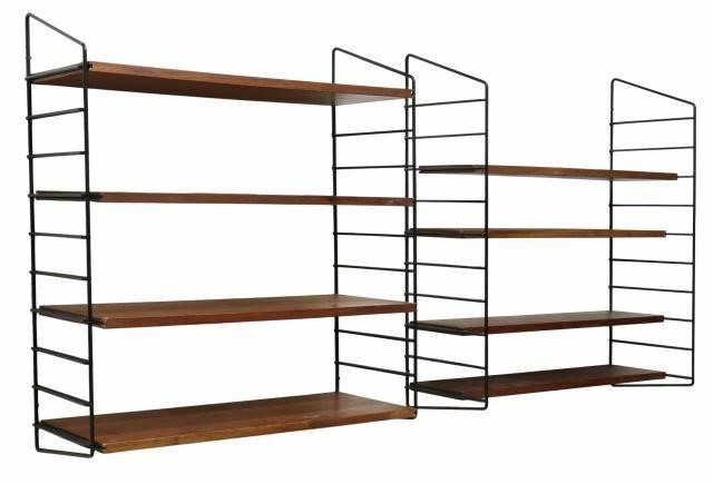 Appraisal: lot of Italian mid-century modern wall-mounted bookshelves c s black