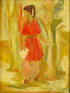 Appraisal: Manuel Bordogna Venezuelan th C Oil on board Girl in