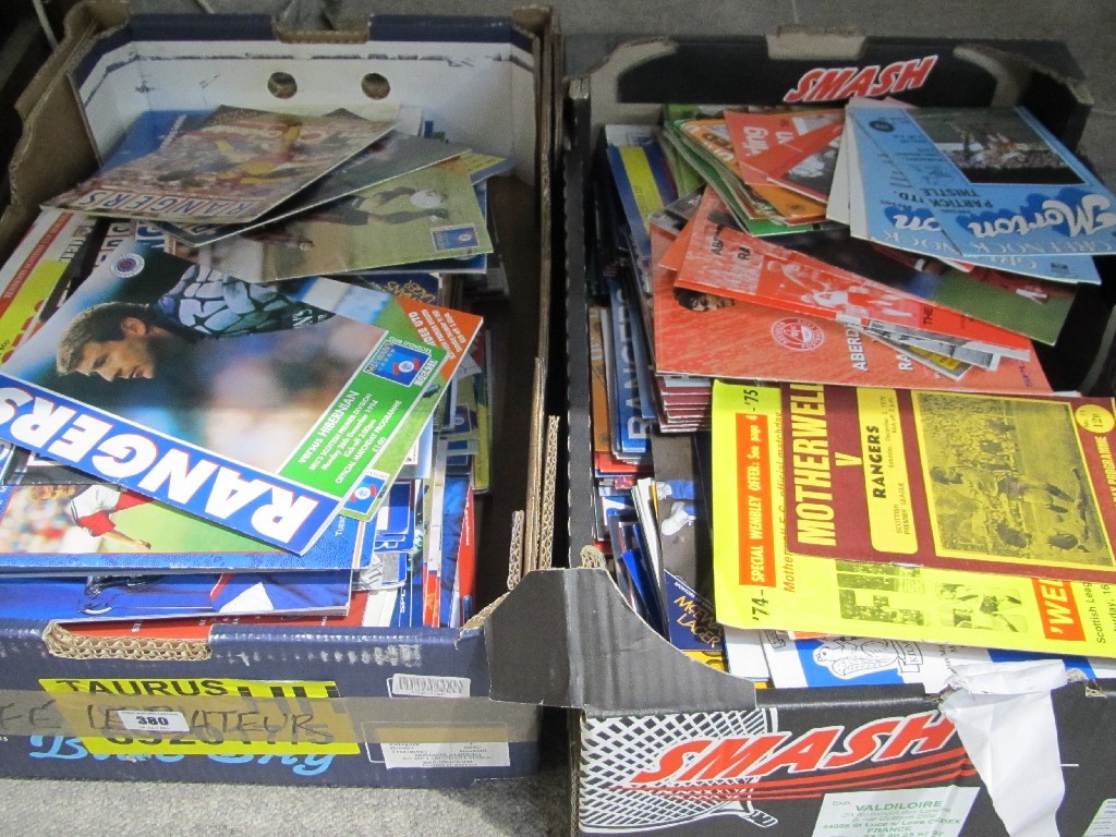 Appraisal: Lot comprising two boxes of football programmes mainly Rangers FC