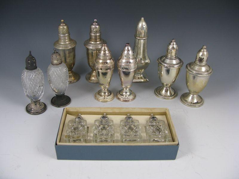 Appraisal: Collection of Silver Salt Pepper Shakers including pairs of sterling