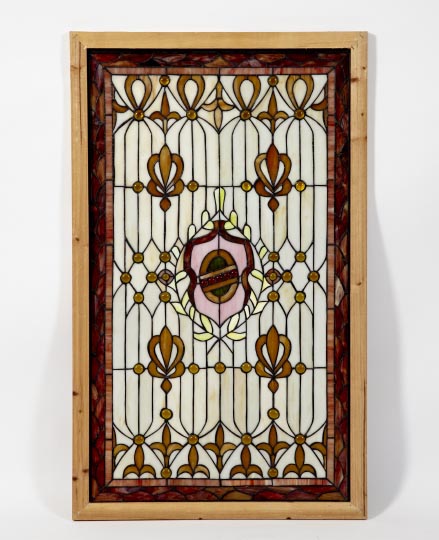 Appraisal: American Leaded Glass Heraldic Window in caramel pink ochre and