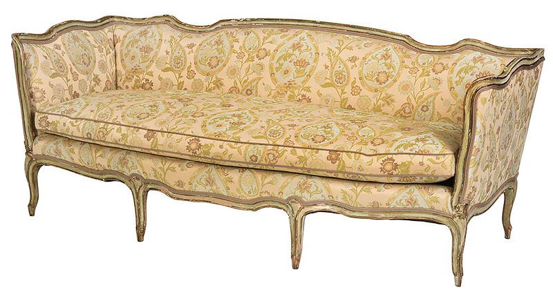 Appraisal: Louis XV Style Painted and Parcel Gilt Sofa French th