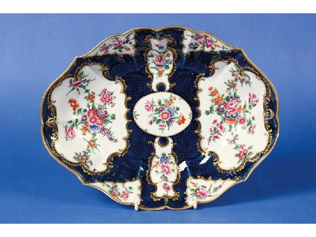 Appraisal: A FIRST PERIOD WORCESTER BLUE SCALE LOZENGE-SHAPED DISH circa painted