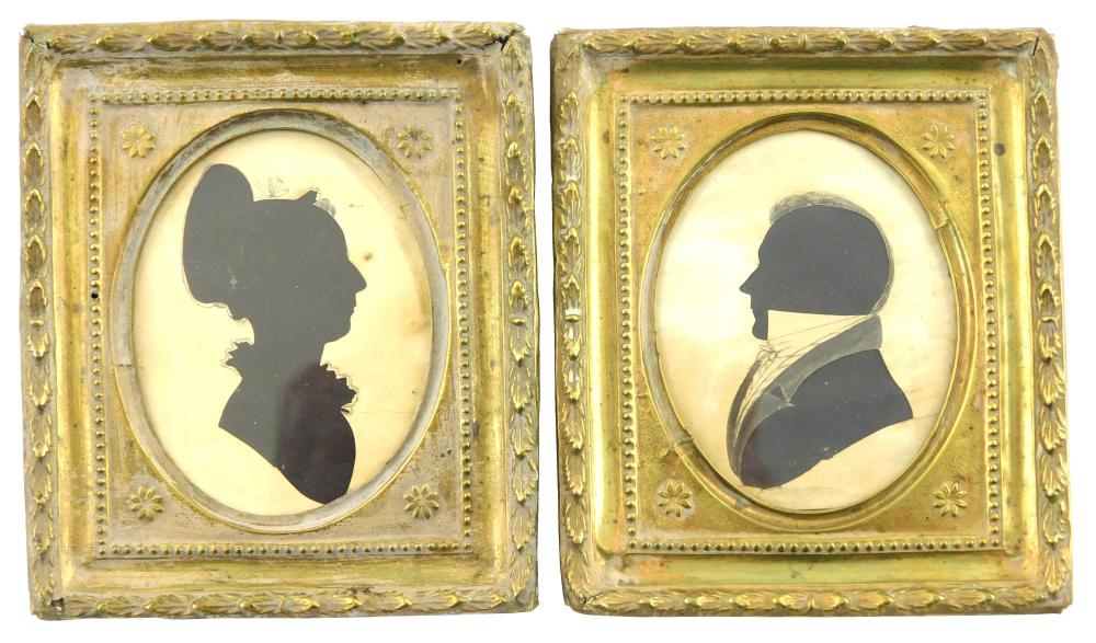 Appraisal: Pair of framed silhouettes both with some drawn in details