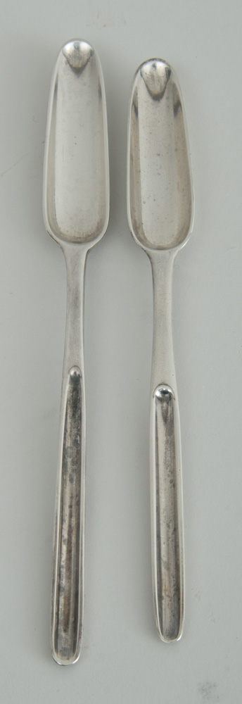 Appraisal: GEORGE II CRESTED SILVER MARROW SCOOP AND A GEORGE III