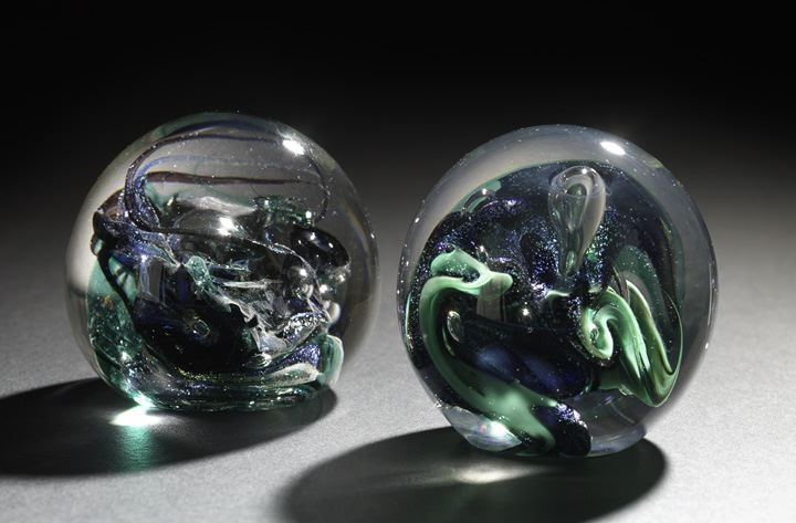 Appraisal: Group of Two Glass Paperweights one an American studio glass