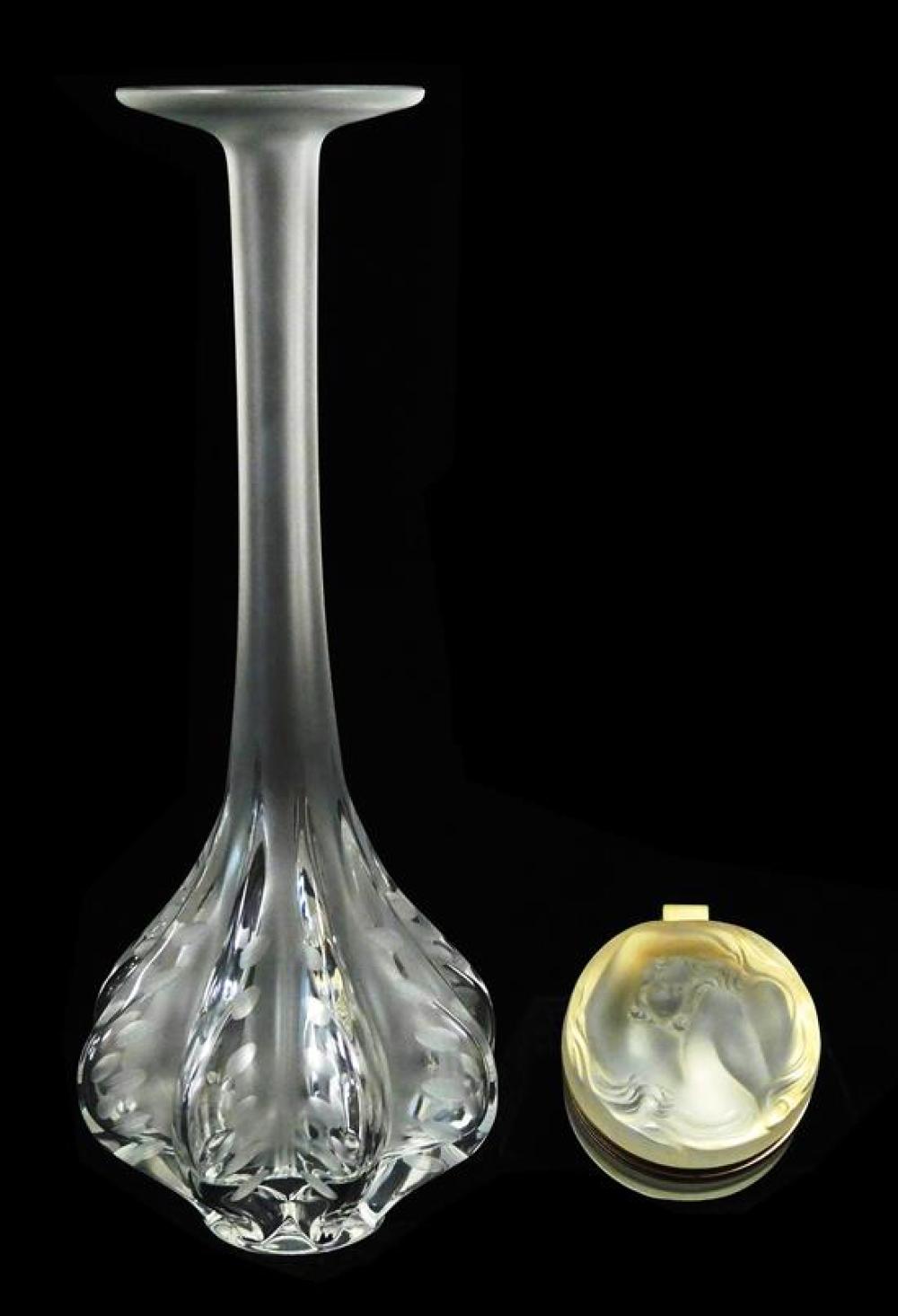 Appraisal: GLASS Lalique two frosted glass pieces including one vase with