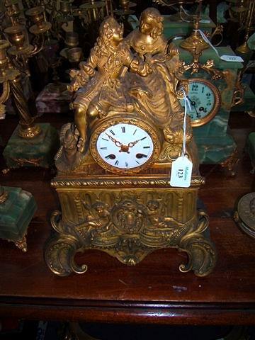 Appraisal: A th Century French gilt metal mantel clock having a