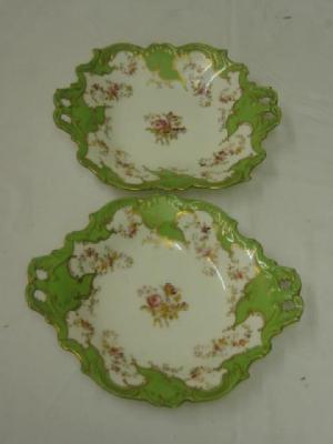 Appraisal: TWO MATCHING COALPORT PORCELAIN DISHES each of squared form painted