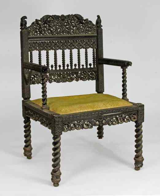 Appraisal: A Portuguese East India Company ebony armchair th Century the