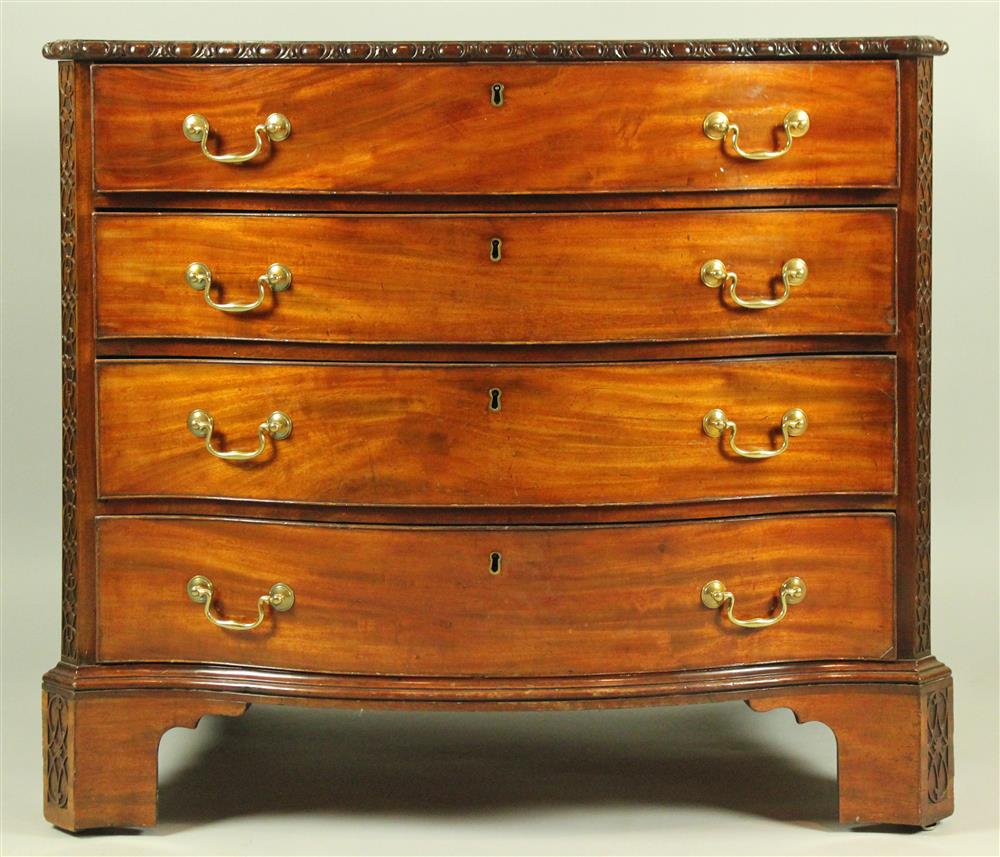 Appraisal: GEORGE III STYLE MAHOGANY CARVED CHEST OF DRAWERS TH C