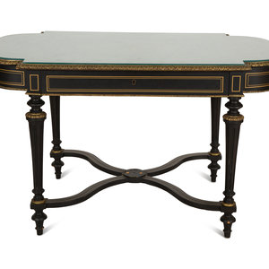 Appraisal: A Napoleon III Style Gilt-Bronze Mounted Ebonized Center Table th