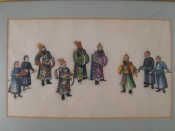 Appraisal: Chinese Body colour on rice paper 'Courtly Scene'