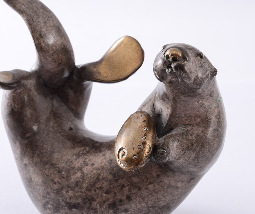 Appraisal: ARTHUR Brian American Contemporary Sea Otter with Abalone shell Bronze