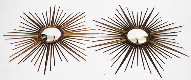 Appraisal: A PAIR OF MID TH CENTURY FRENCH SOLEIL GILT STARBURST