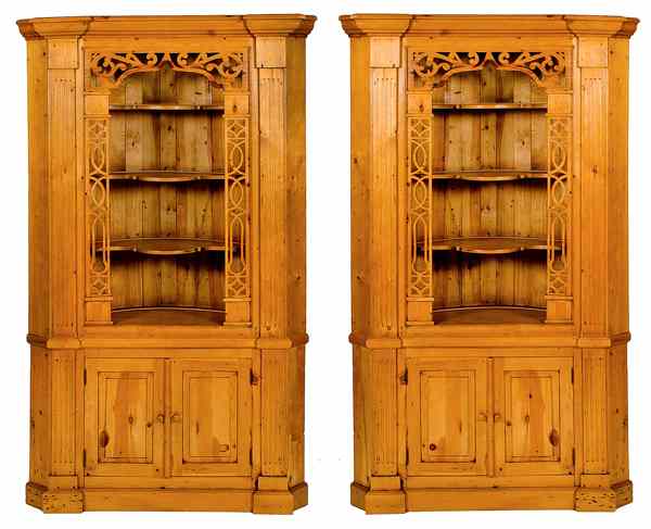 Appraisal: Pair of Pine Corner Cupboards American late th century A