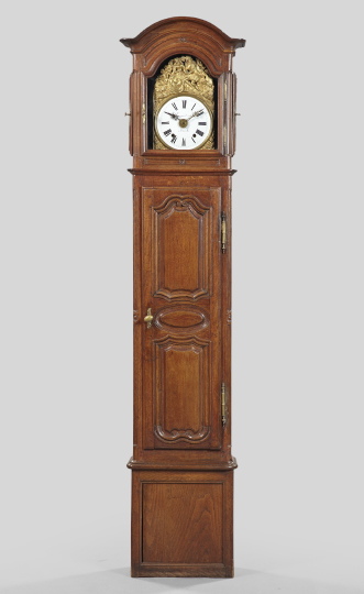 Appraisal: French Provincial Oak Tallcase Clock early th century the domed