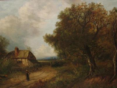 Appraisal: ATTRIBUTED TO JOSEPH THORS Rural Scene with Cottage and a