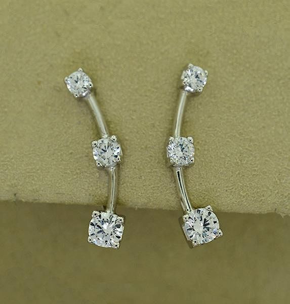 Appraisal: k Diamond Earrings k white gold three stone diamond earrings