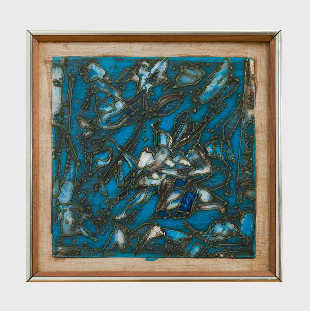 Appraisal: Charles Seliger b Untitled Blue Composition Oil on board signed