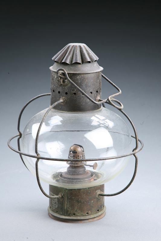 Appraisal: LANTERN American st half- th century tin with a glass