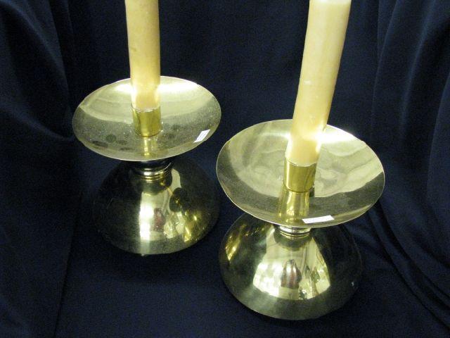 Appraisal: Pair of Brass Candlesticks Art Moderne