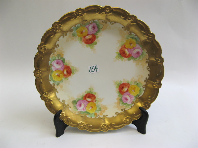 Appraisal: B H LIMOGE FRANCE ROUND PORCELAIN SERVING TRAY hand enameled