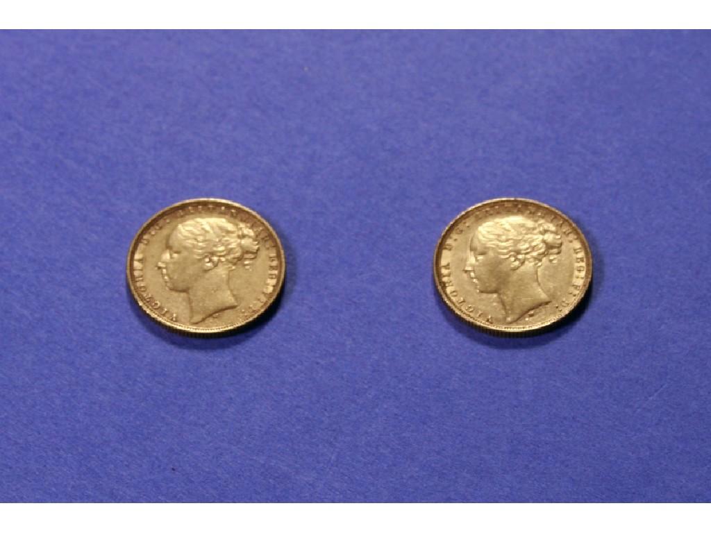 Appraisal: TWO VICTORIAN GOLD SOVEREIGNS dated