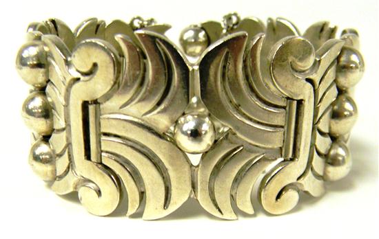 Appraisal: JEWELRY Silver Hector Aquilar bracelet marked Taxco and with marks